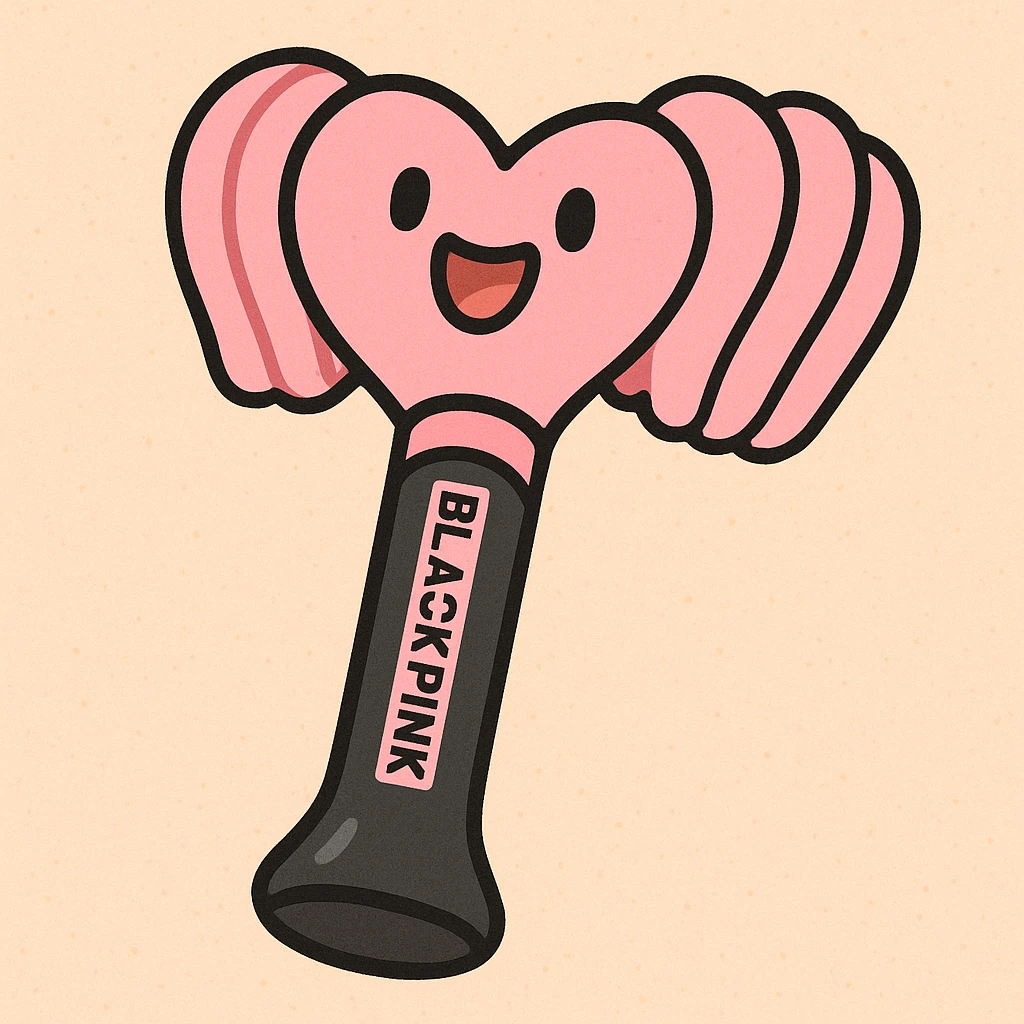 BLACKPINK-inspired object, black and pink colors, soft trendy cartoon look, pastel toon style emoji