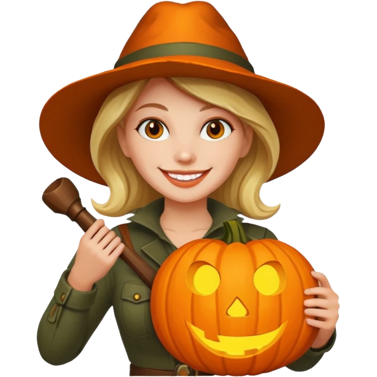 Woman Hunter With Jack o Lantern emoji