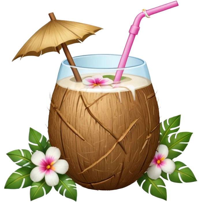conut drink with flowers emoji
