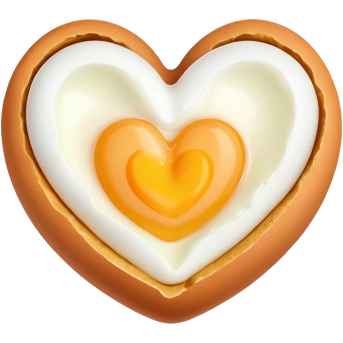 heart made out of an cooked egg (no shell) emoji