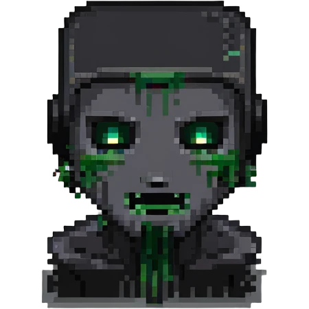 half Minecraft Creeper head merged with half Enderman head, pixel art style emoji