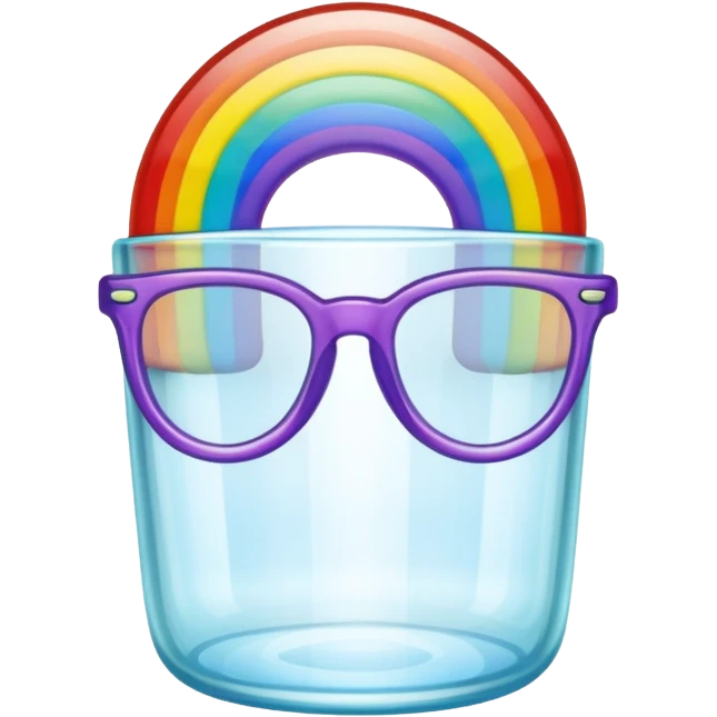 glass glasses with a ribbed structure, with a rainbow outline emoji
