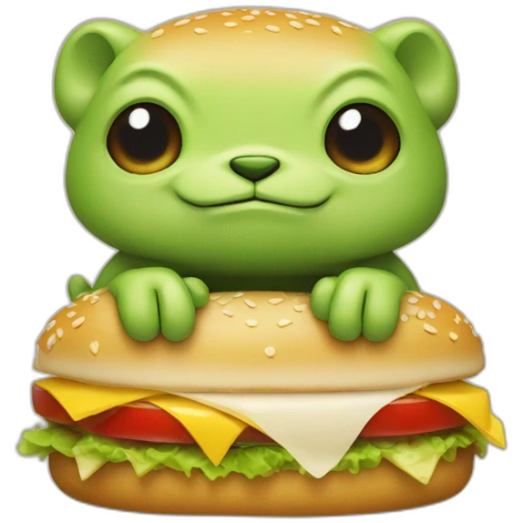 Grogu qui mange un hamburger emoji