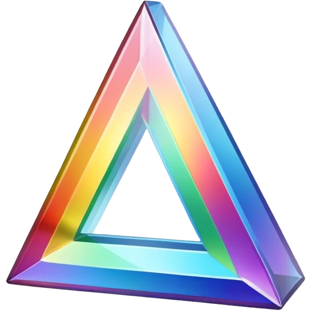 A 3d, not to detailed rainbow prismatic triangular prism. emoji
