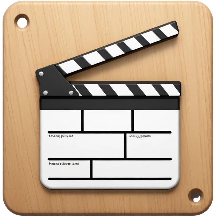 Ultra simplified movie clapper with black and white colors, two simple rectangles with a diagonal line emoji