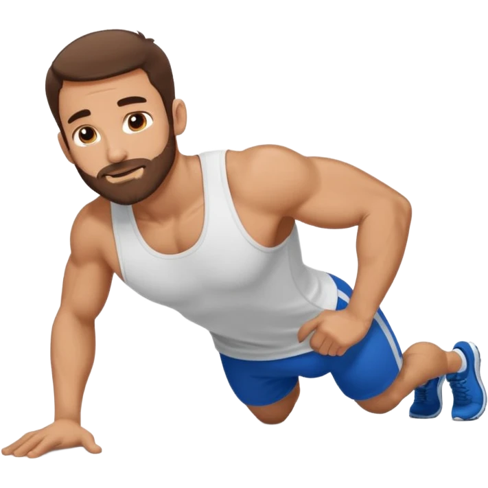 White man 2day stubble beard very short brown hair doing pushups  emoji