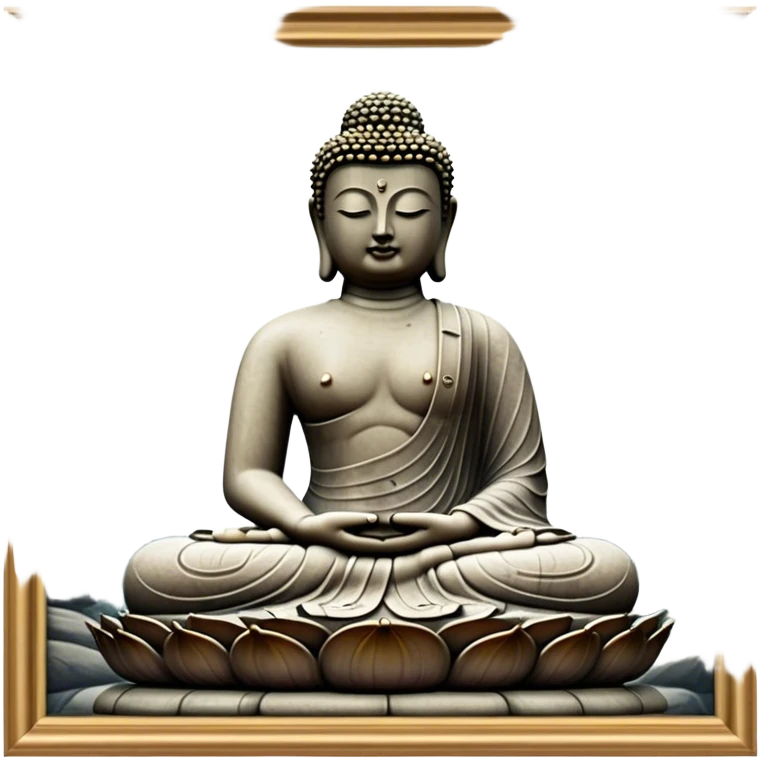 Cinematic Realistic image of the Big Buddha Monument of Sinheungsa Temple, portrayed as a towering, serene Buddha statue carved from weathered stone with intricate details and a gentle meditative expression, set within an ancient temple landscape enveloped in soft, ethereal lighting that underscores its spiritual majesty. emoji