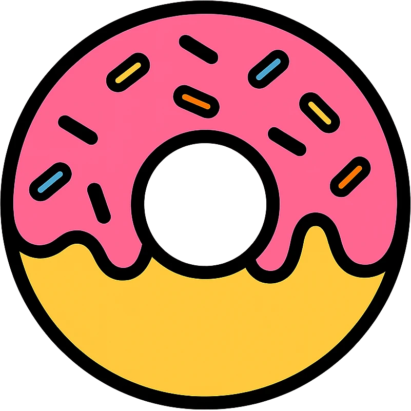 color outline donut with pink glaze and sprinkles emoji