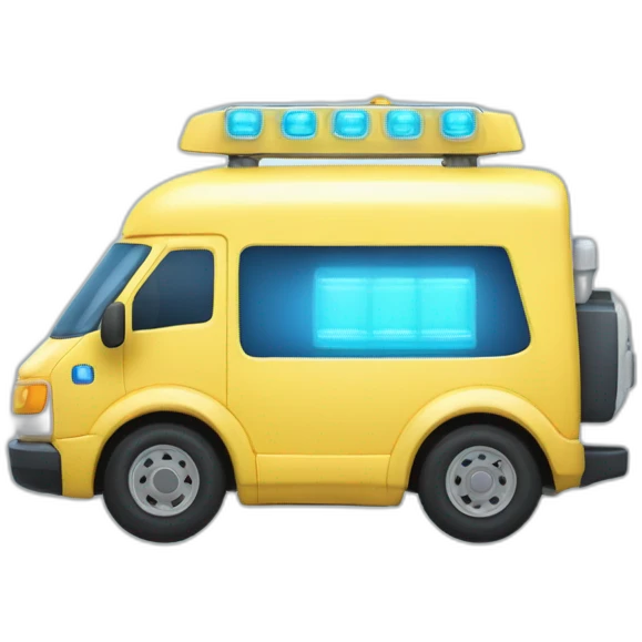 Ambulancia amarilla con luces azules  emoji