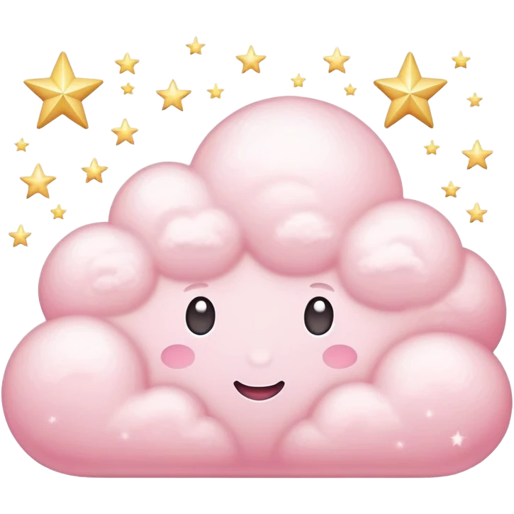 pastel pink fluffy cloud with sparkling stars emoji