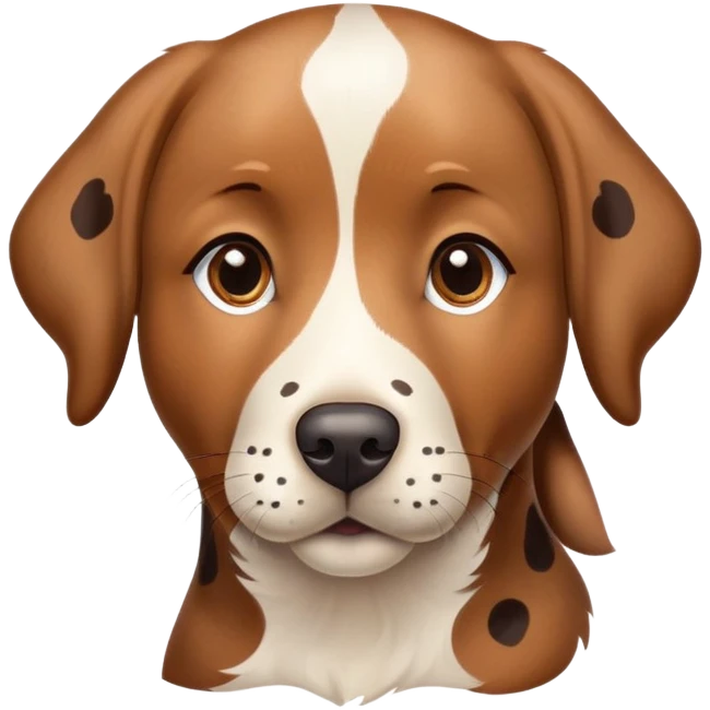 photorealistic brown Labrador retriever with spotted calico pattern, detailed fur texture, lifelike eyes emoji