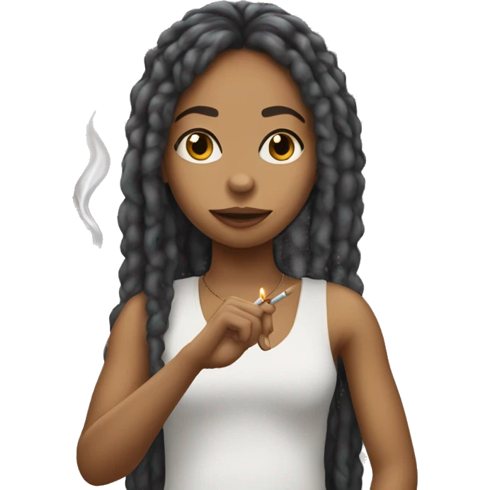 light skin black girl with hair like zoe kravitz holding a lit cigarette between index and middle fingers  emoji