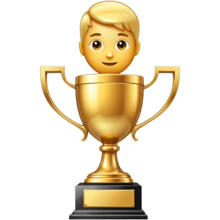 Number one trophy with gold medal emoji