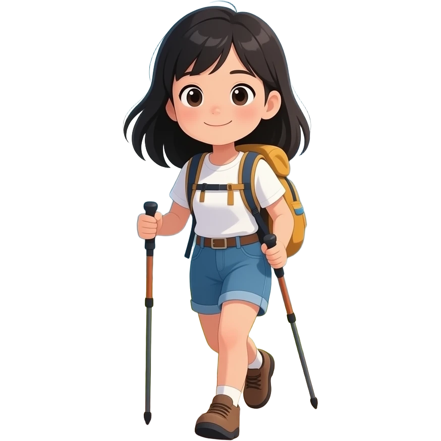A Chinese girl around 20 years old and have long black hair likes travel (hiking or diving) emoji