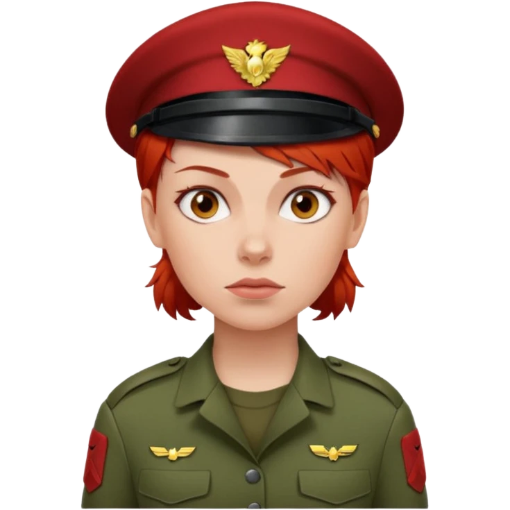 Female Soldier red hair without cat emoji