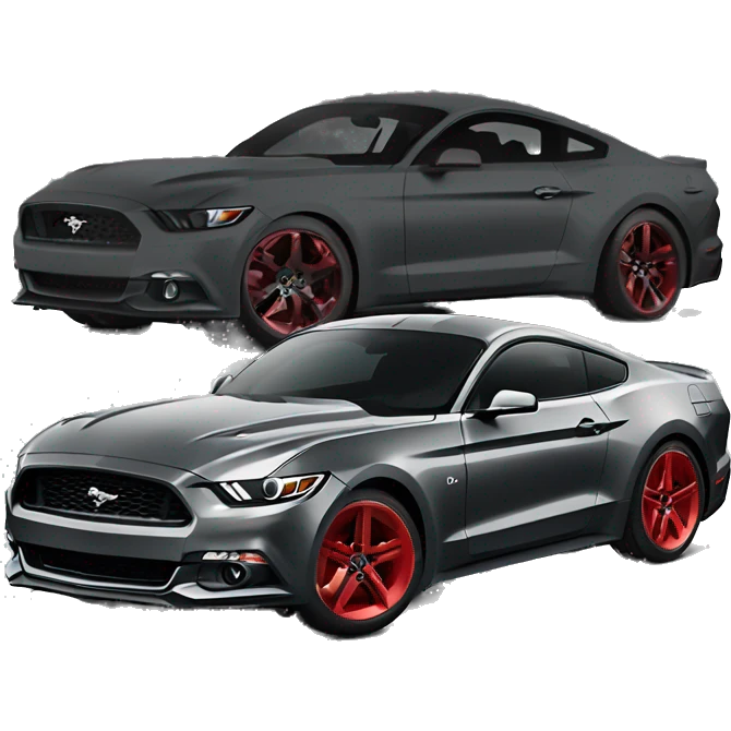 2017 ford mustang dark gray with red wheels emoji