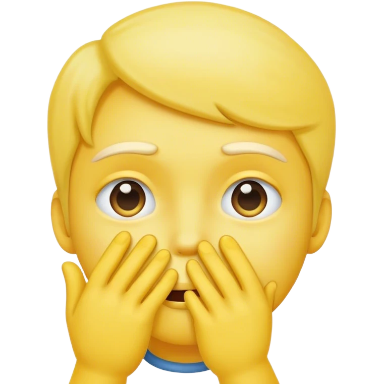 Yellow face holding hands in face while blushing emoji