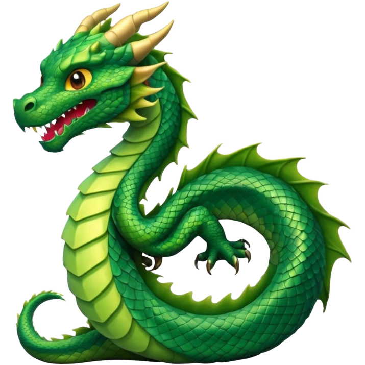 Create a single emoji of a Dragon in full body, shown at a slight side angle in a natural, characteristic pose. stylized like an emoji, but clearly recognizable.  emoji