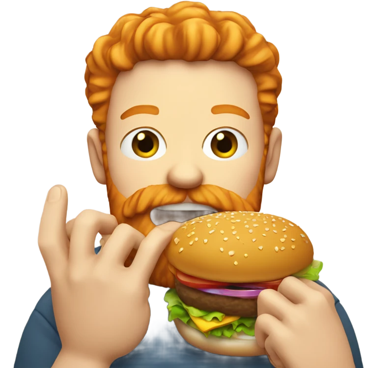 Bearded ginger guy eating cheeseburger  emoji