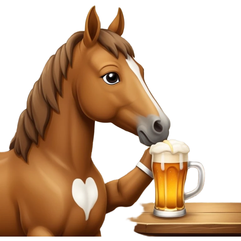 A horse drinking a beer emoji