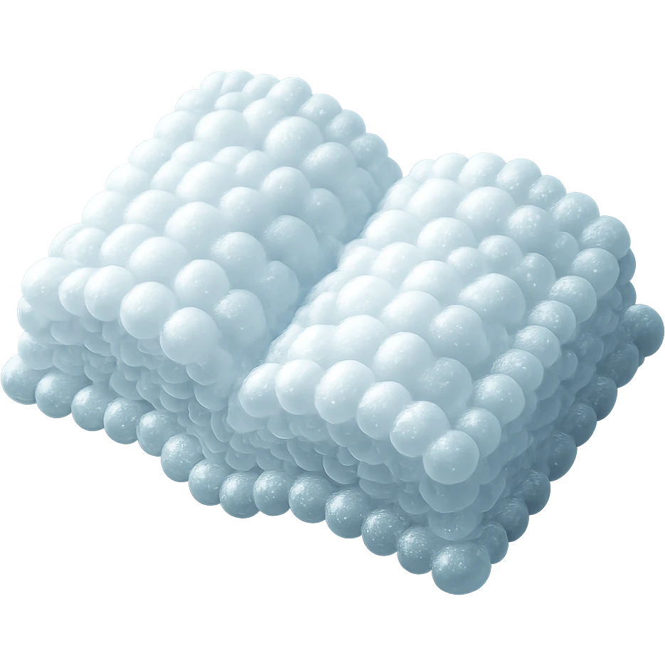 top view of a thick open book made entirely of small, very bright white fluffy convex clouds, matte glass style emoji