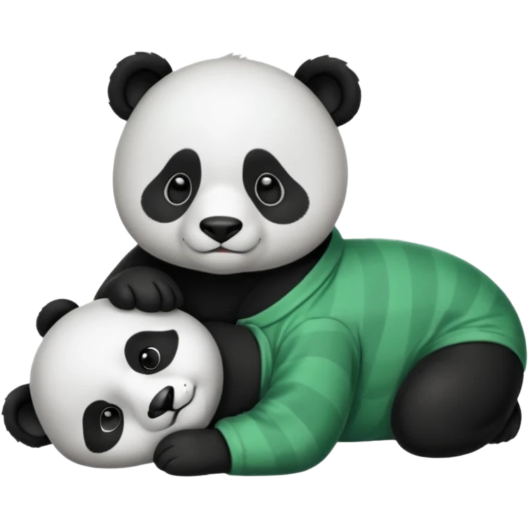 make a cute dark green panda with some pjs laying downmake a cute dark green panda  with some pjs laying down emoji