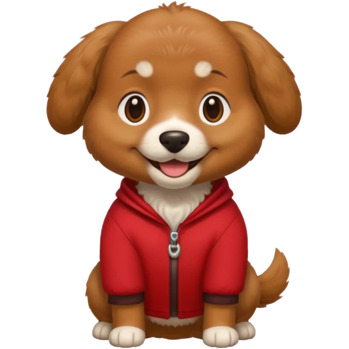 a dog with legs and arms with red clothers on emoji