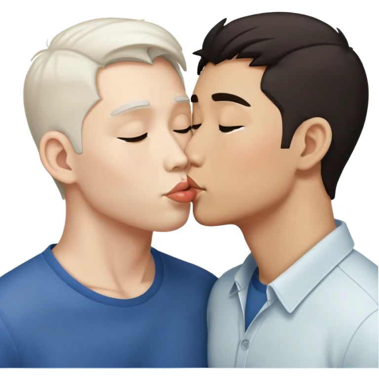 White and Asian dudes kissing emoji