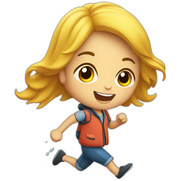 Small childen AT school running on rain emoji