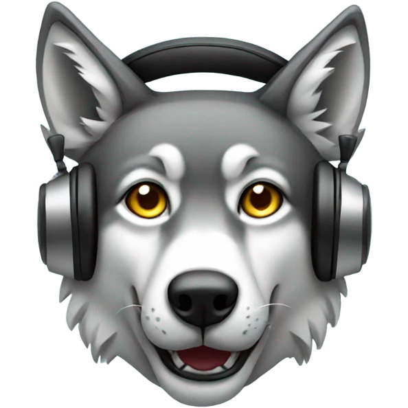 Wolf wearing headphones  emoji