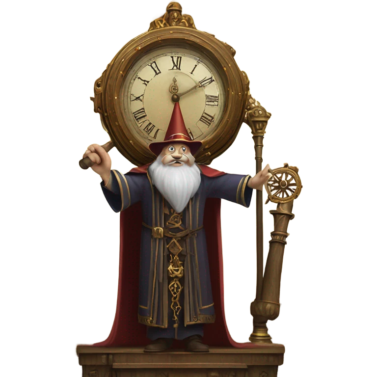 wizard destroy big clock with a mallet emoji