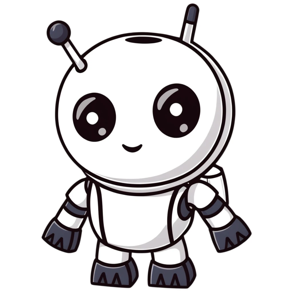 modern face of a black robot with white led eyes, red background emoji