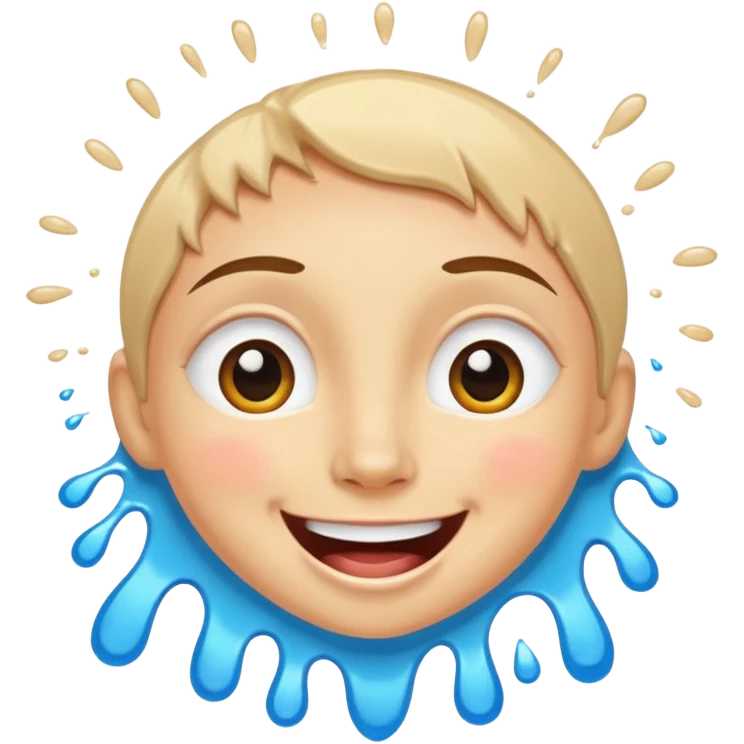 A joyful face with wide eyes and a big smile, tears of laughter flowing. The face radiates positive energy, surrounded by vibrant splashes in dynamic brush strokes. emoji