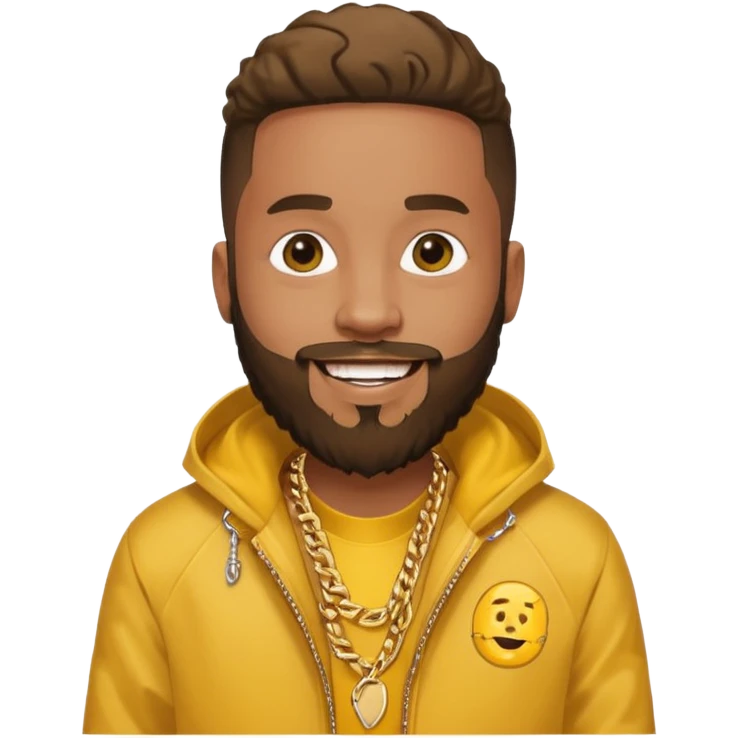 drake meme style rapper with beard yellow jacket smiling emoji