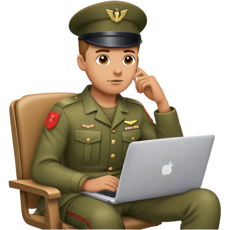 Soldier on a chair watching a laptop emoji