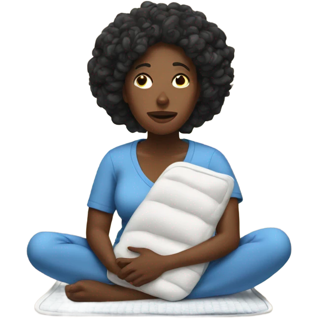 black mom in pain holding heating pad with cord emoji