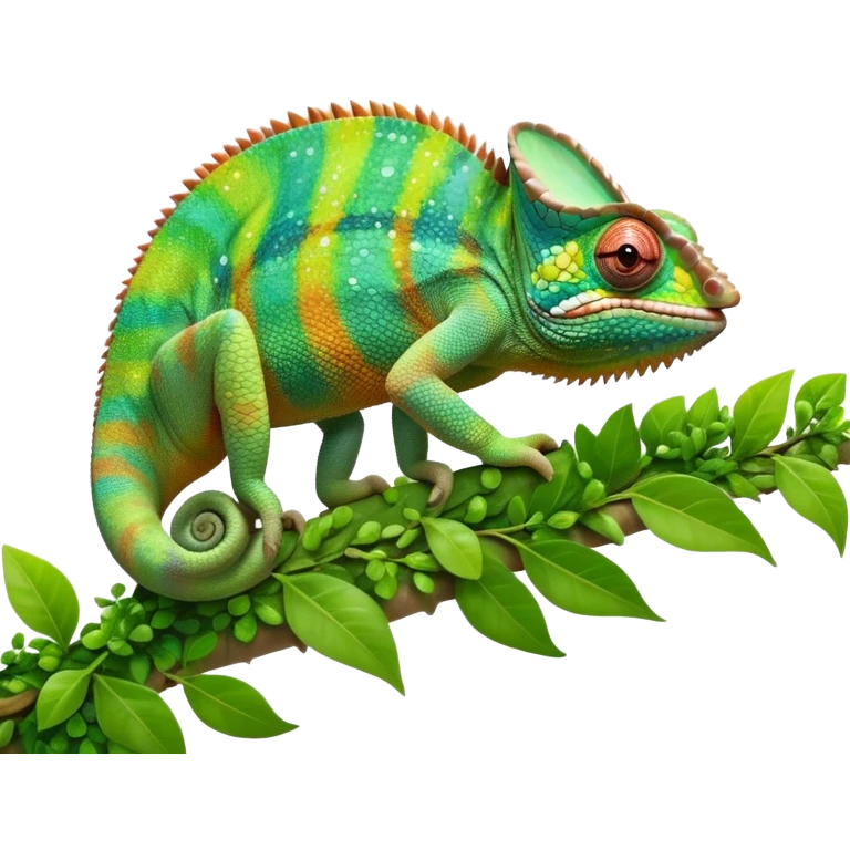 cinematic giant-smiling. chameleon-realistic emoji,-blending-with-vibrant-greenery.-detailed-scales-in-shifting-colors,-showing-the-chameleon’s-ability-to-camouflage.-soft-natural-light-highlights-its-texture.-light-background, zoomed into its face emoji