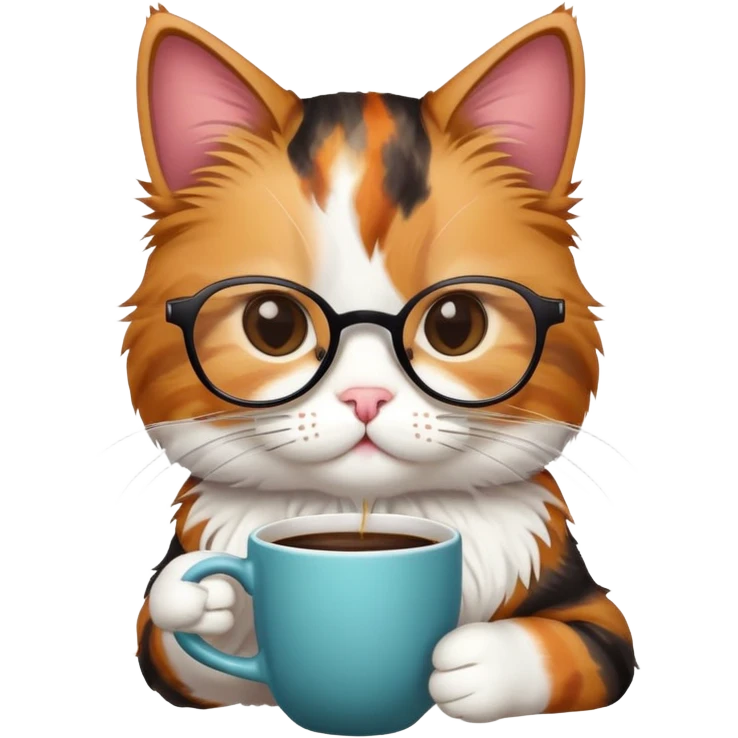Cat with glasses and cofee emoji