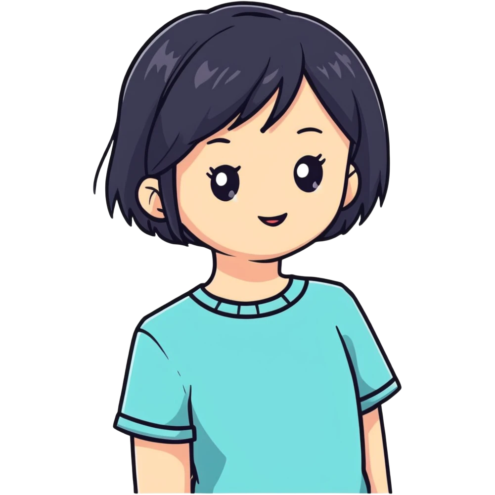 Cute girl with a top and with black straight hair  emoji