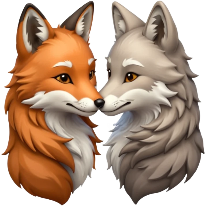 Fox and wolf kissing emoji