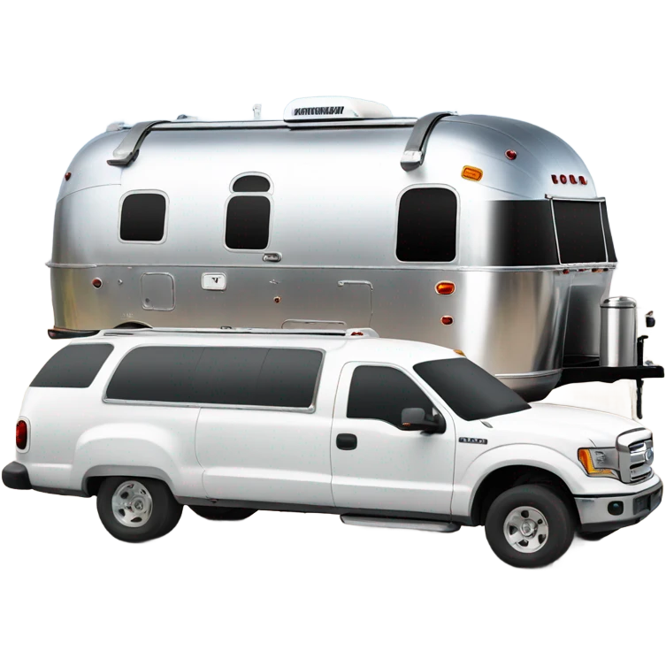 Airstream being towed by white truck emoji