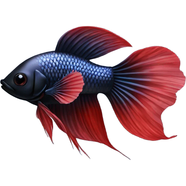 99% Black betta fish short fins tiny red lines  emoji