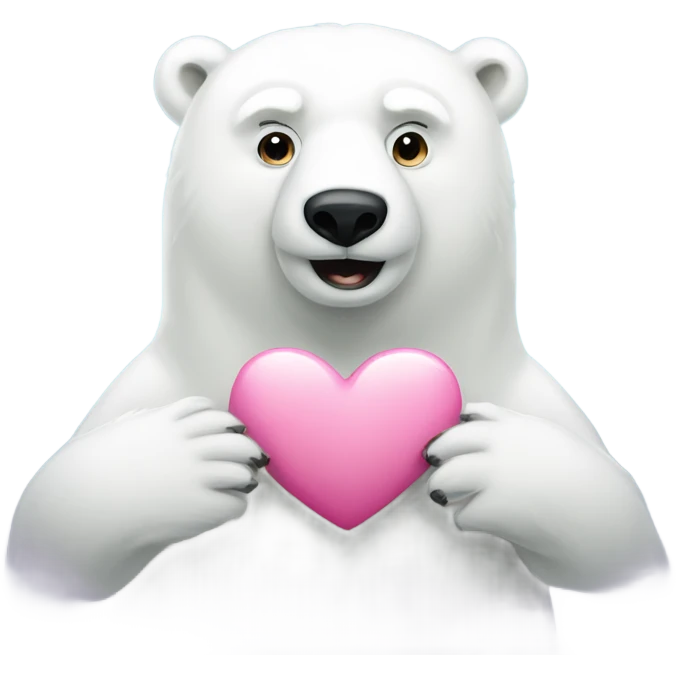 A polar bear with a pink heart emoji