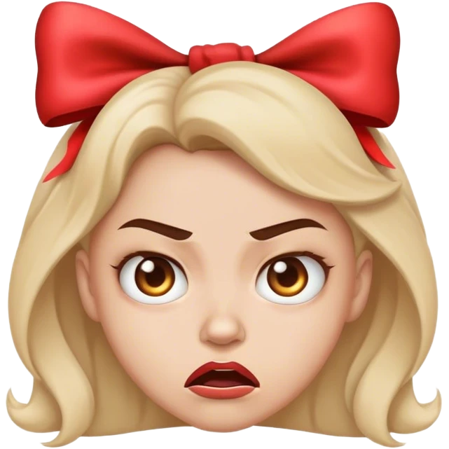 ￼mad face with a little bow ￼ emoji