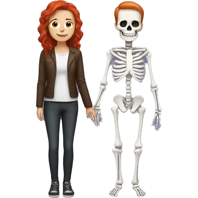 Redhead woman with skeleton boyfriend  emoji