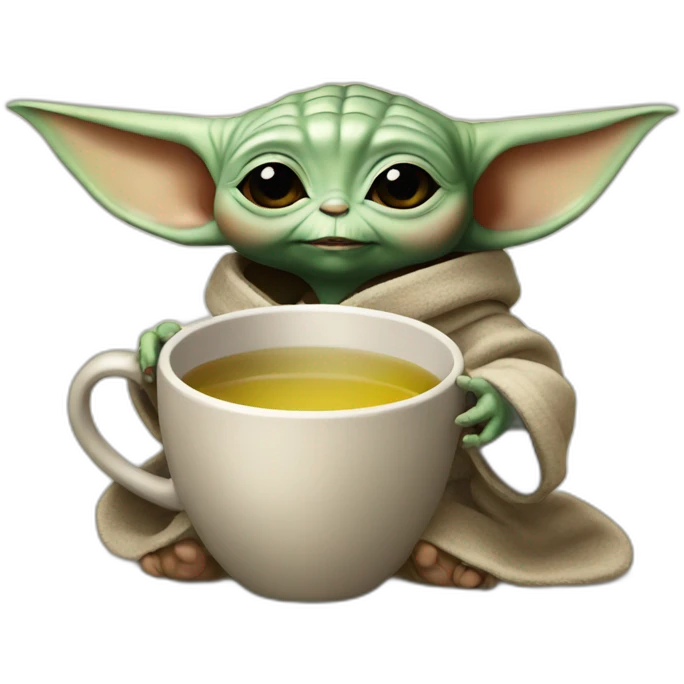 Baby Yoda is drinking tea emoji