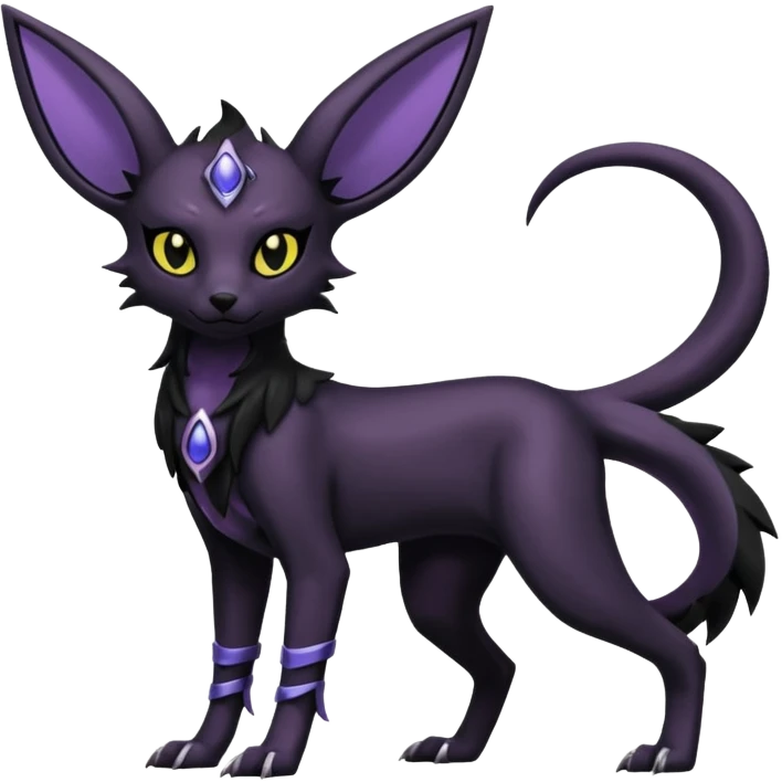 Shiny Dark Edgy Gothic Gloomy Futuristic Salandit-Umbreon-Espeon-Anubis-Hybrid (Full body) emoji