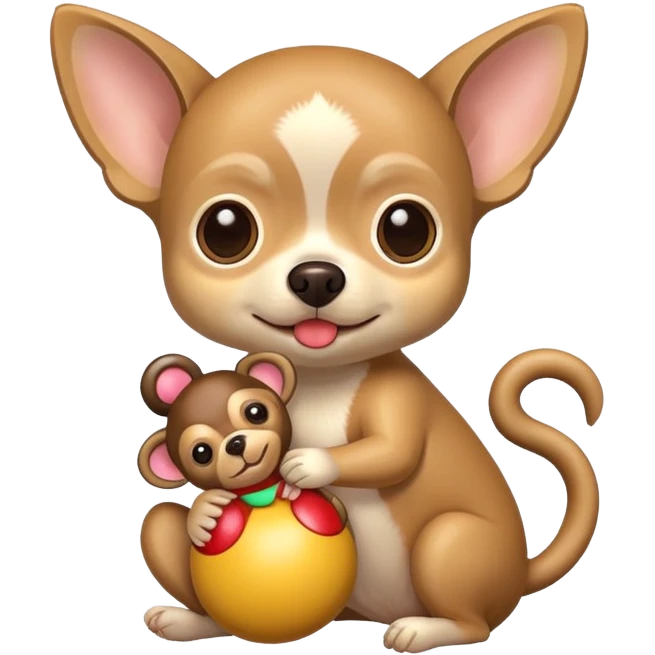 сгенерируй мне чихуа хуа с игрушкой мартышкой emoji