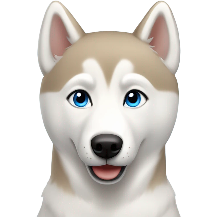 All white husky with blue eyes and a light brown colored nose emoji