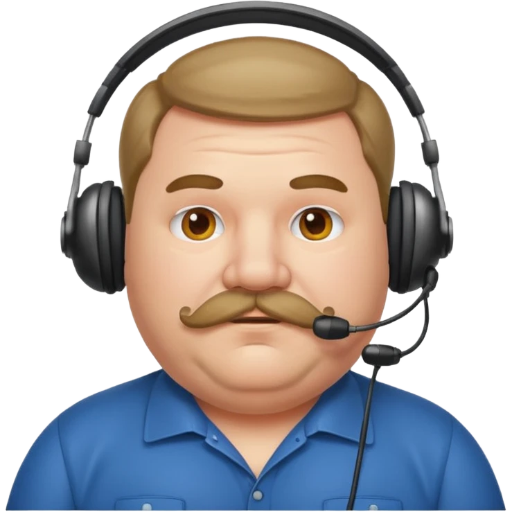 receptionist face very fat mustached guy with headset emoji